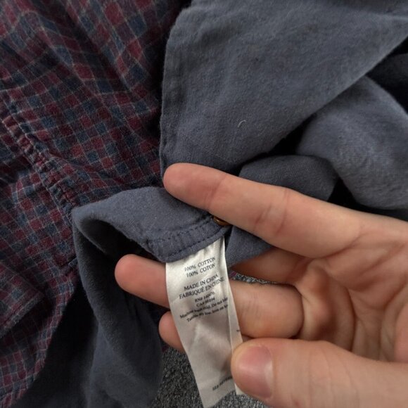 Faherty Flannel Soft Red Blue Check Button Up Shirt Long Sleeve Medium Cotton - Picture 14 of 15